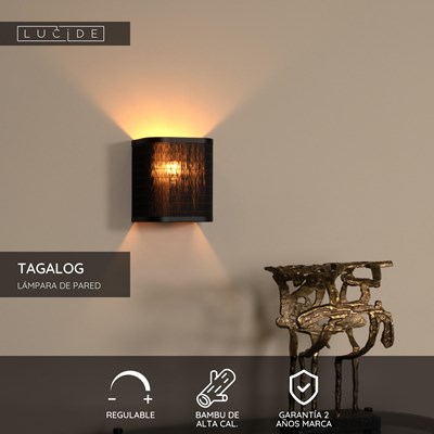 Lucide TAGALOG - Lámpara de pared - 1xE27 - Negro